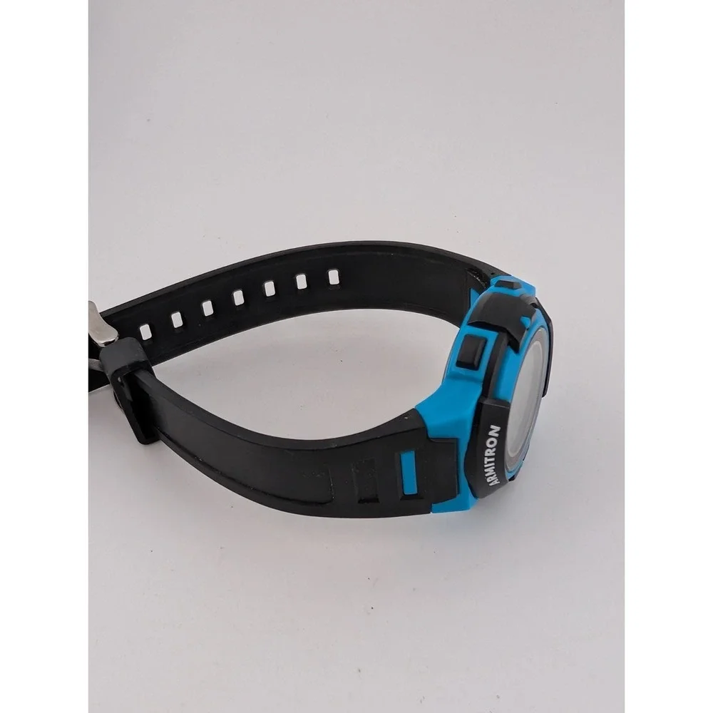 Armitron Pro Sport Digital‎ Watch Women Blue Case Black Band 45/7110 New Battery